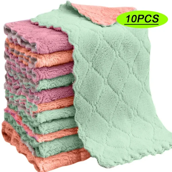 10pcs Microfiber Towel Absorbent Kitchen Cleaning